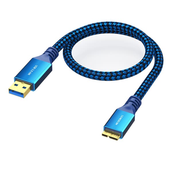 Fleksibel USB 3.0 hann til MicroB synkroniseringsladekabel for harddisknettbrett