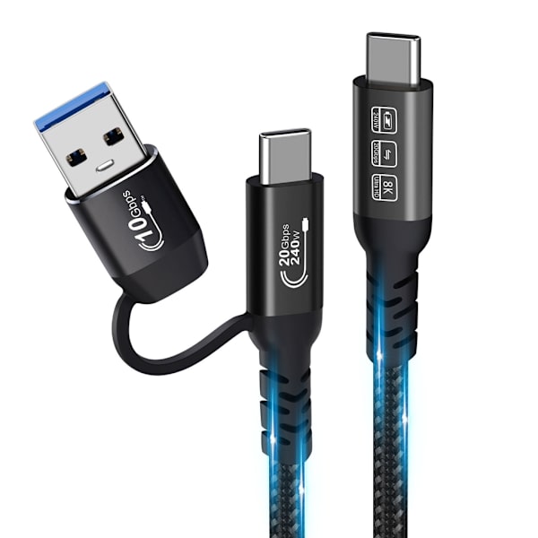 USB 3.2 20 Gbps USB til Type C-kabel USB 3.2 dataoverføring hann til hann-kabel