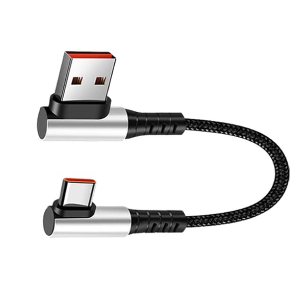 Snabb USB till Typ C snabbladdningsdatakabel 480 Mbps för högtalare 0.25m double elbow