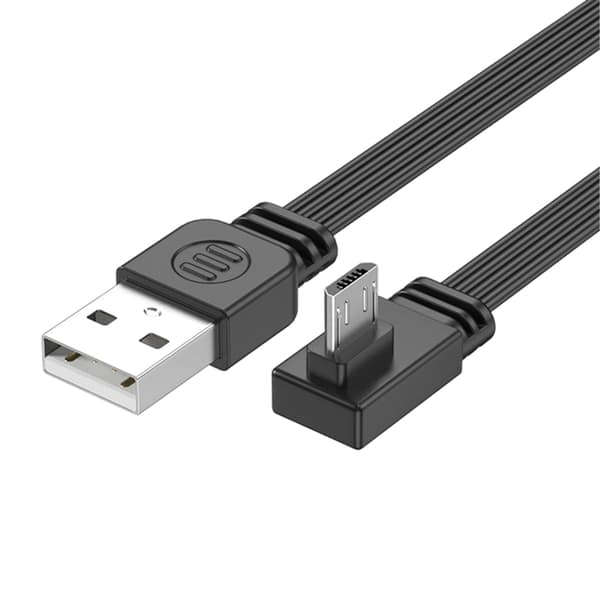 USB til USB 5-pinners flat silikon ladekabel rettvinklet kontakt tynn