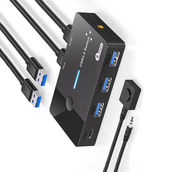 USB KVM-bryter 2 datamaskiner deler 4 USB3.0-brytervelger for PC-bærbar datamaskin