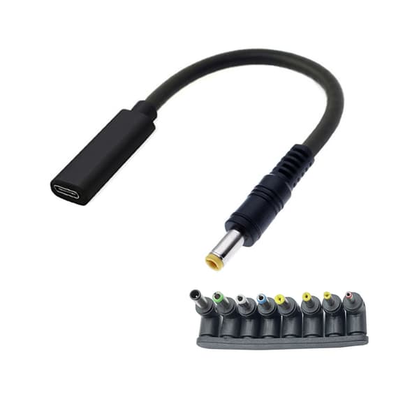 Type-C strømadapter USB C PD hann til 12V 3.5/4.0/4.8/5.5/6.3/6.4mm omformer