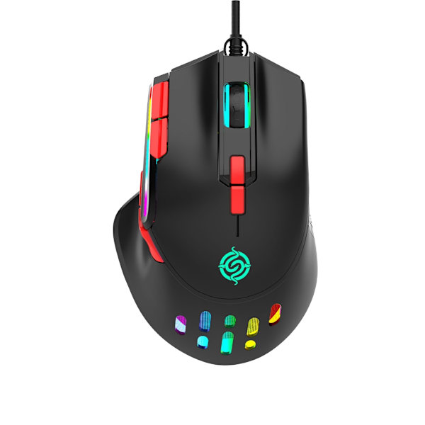 RGB USB Kablet Gaming Mus Makro Programmering 6400DPI 9 Knapper Programmerbar