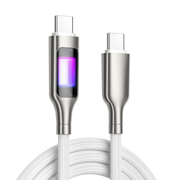Fargerik LED Type C til Type C-kabel 100W hurtiglading