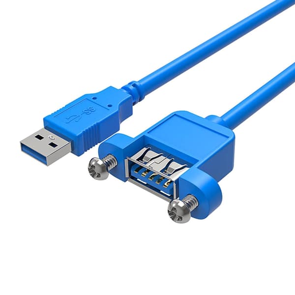 USB3.0 forlængerkabel han til hun med skruepanelmontering for stabilitet