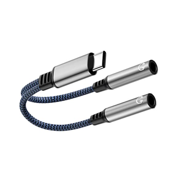 Type C til dobbelt 3,5 mm hun-adapterkabel til bærbar computer-høretelefonadapterkabel