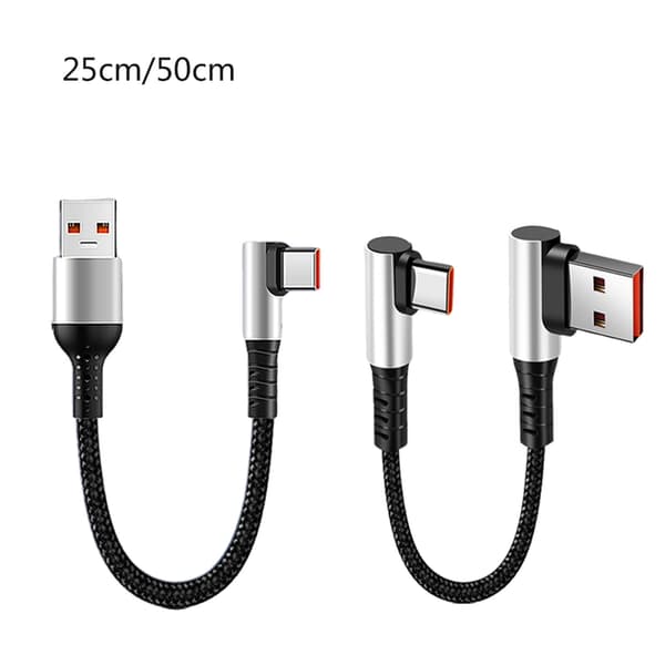 Snabb USB till Typ C snabbladdningsdatakabel 480 Mbps för högtalare 0.25m double elbow