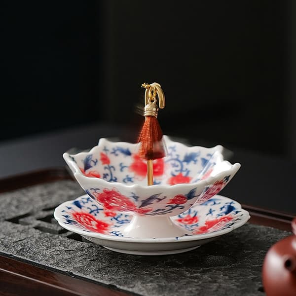 Vackert utformad paraply-keramisk tesil för att förhöja teritualen null - Peony tea drain set