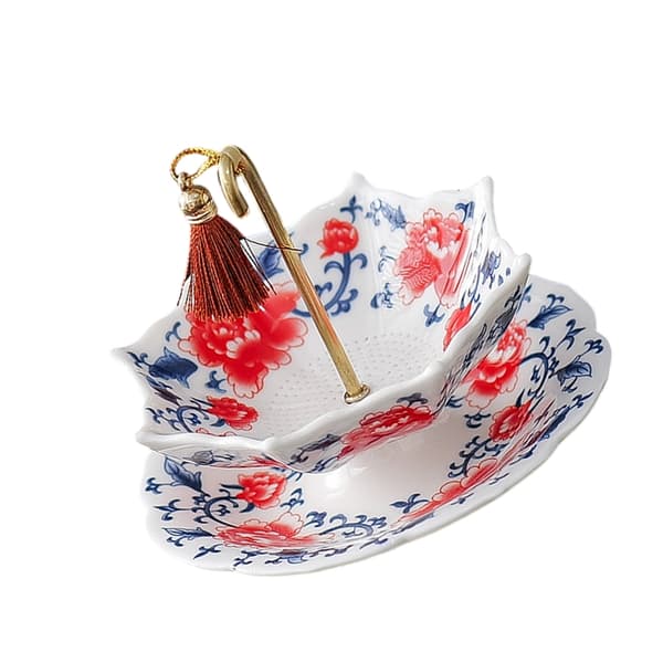 Vackert utformad paraply-keramisk tesil för att förhöja teritualen null - Peony tea drain set