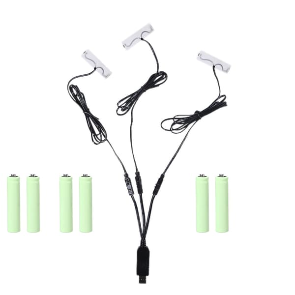 USB 3-i-1 AA batterieliminator til julelys, lampe, termostat, tandbørste