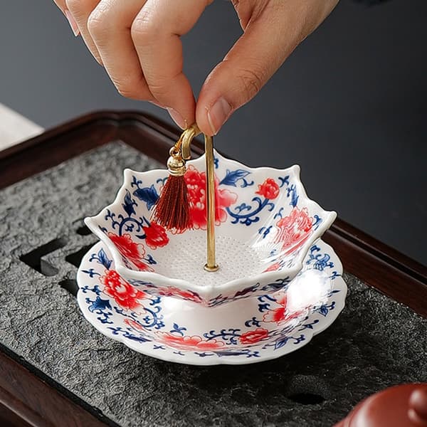 Vackert utformad paraply-keramisk tesil för att förhöja teritualen null - Peony tea drain set