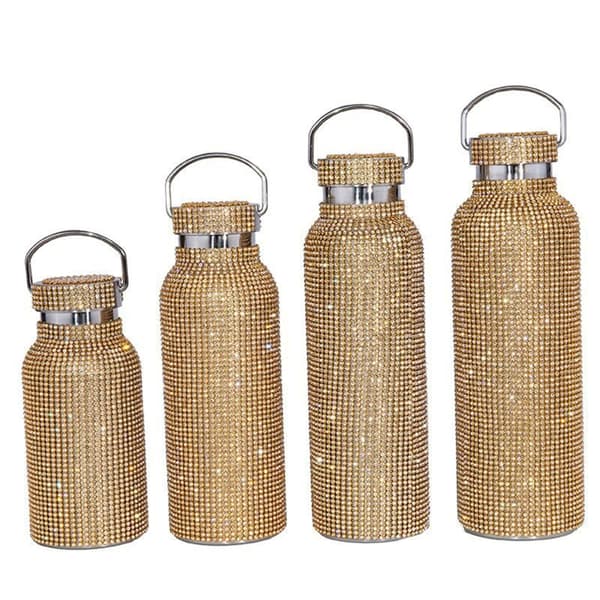 Diamantvattenflaska i rostfritt stål, strass, diamantisolerad Silver 350ML