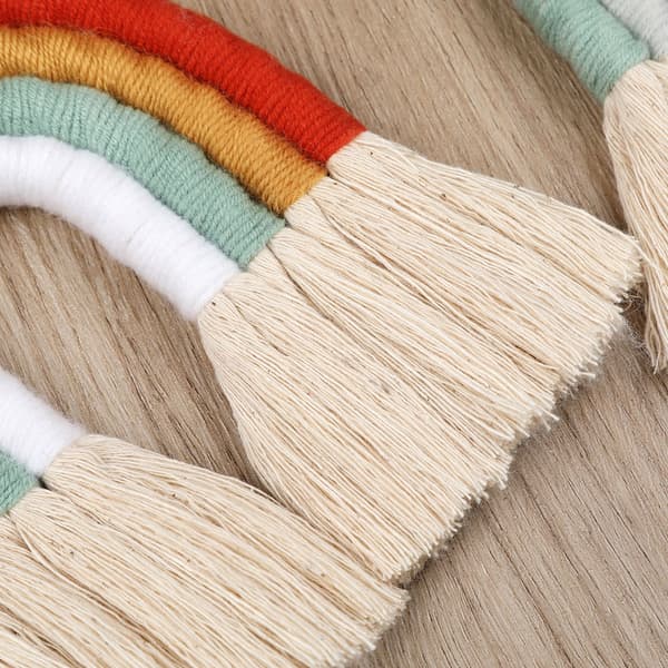 Boho Inredning Makrame Regnbåge Väggbonad för Baby Flickor Barn Barnkammare Rum Present 4B029