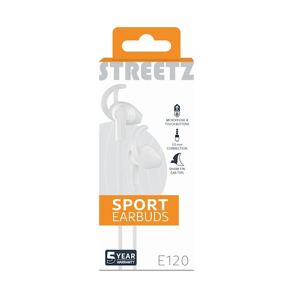 Streetz Hörlurar E120 Sport Earbuds 3.5mm Vit