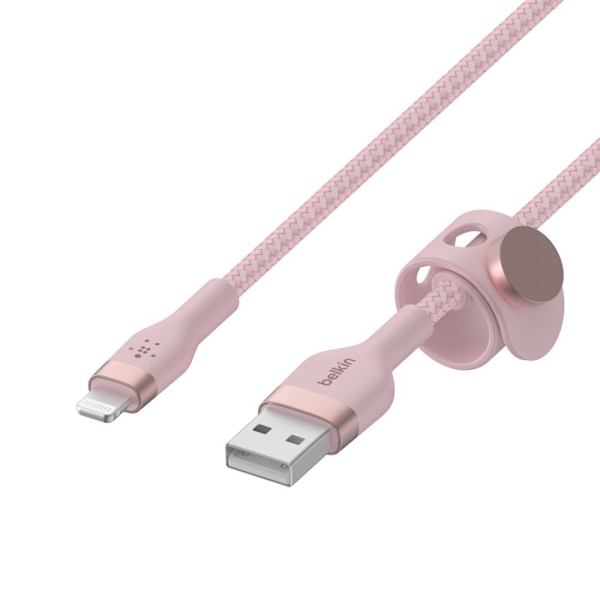 Belkin BOOST CHARGE USB-A to LTG_Braided Silicon 3m Rosa