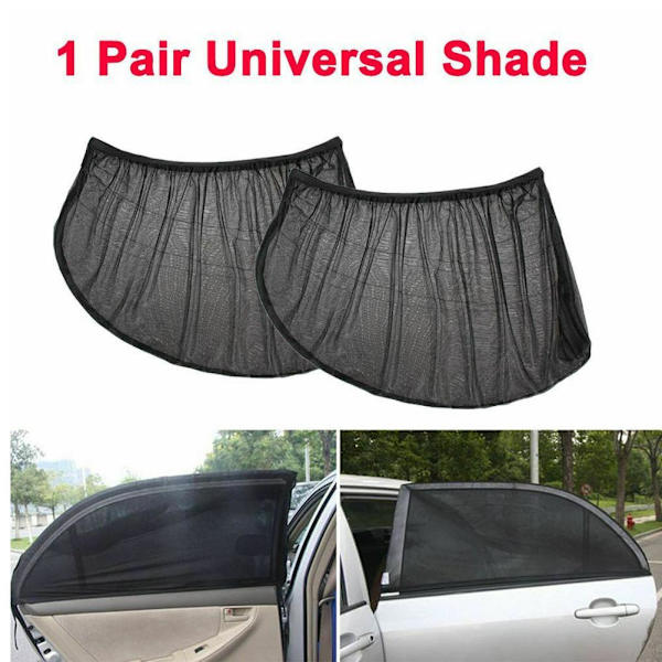2x Bil bakre sidofönster Mesh Solskydd Skärmskydd UV- cover
