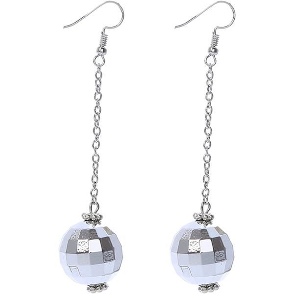 Punk 60-70-tals Disco Ball Drop Dingle Örhänge Mirror Ball Armband