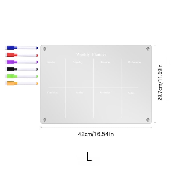 Akryl Magnetisk ukeplanleggerkalender for kjøleskap tørrslettetavle null - TYU053 null - TYU053 Large