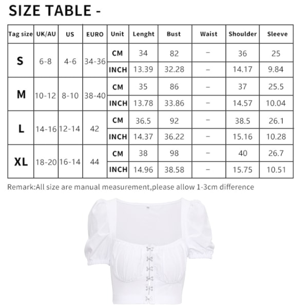 Kvinnors volanger med kort ärm, knyt upp ryggen Beskär axelblus White White L