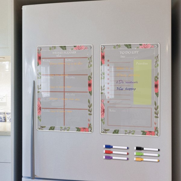 Akryl Magnetic Weekly Planner Kalender för Kylskåp Dry Erase Board null - TYU056 null - TYU056 Combination