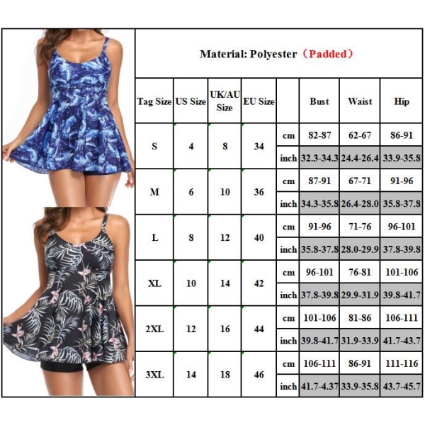 Dameoversize Tankini Tropical Tankini & Shorts Sommer hver B B 3XL