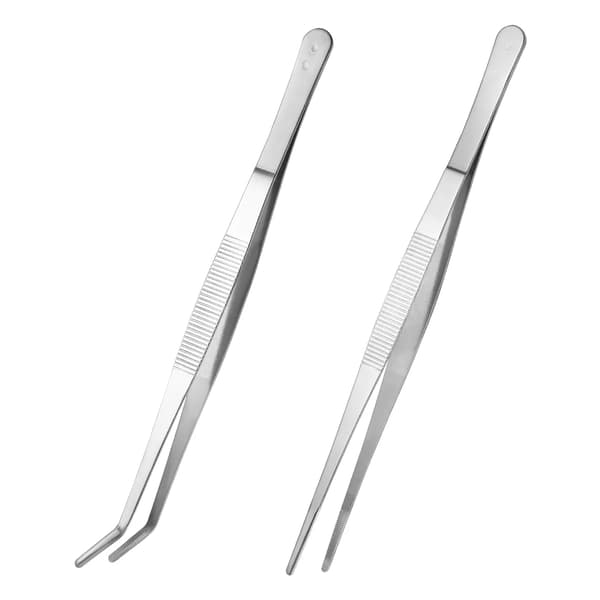 2stk 25cm Rustfritt Stål Sikker Glatt Rett Pinsett Mating