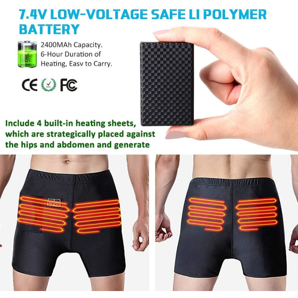 Opvarmede bukser, unisex batteriopvarmede boksere Varme bukser Medium