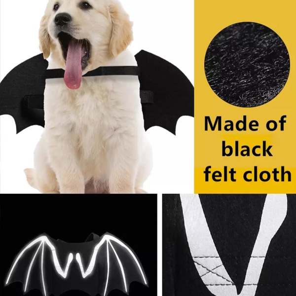 Halloween Creative Dog Cat Luminous Bat Wings Klær J luminousB M