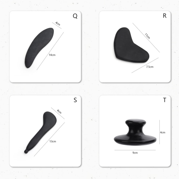 Musta Obsidian Gua Sha Kaavin hierontatyökalu Jade Stone Board B