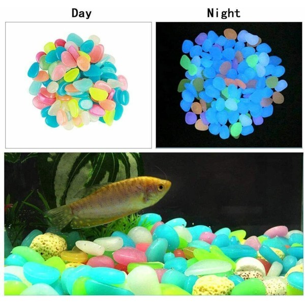 Glow in The Dark Rocks Glödande akvarium Pebbles Garden Aquarium Stones 200ST Mixing colours