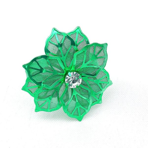 Hollow Out Flower Napkin Rings Set of 20 for Wedding Party Holiday Banquet Christmas Dinner Delicate Serviette Buckles Decor Favor () Green