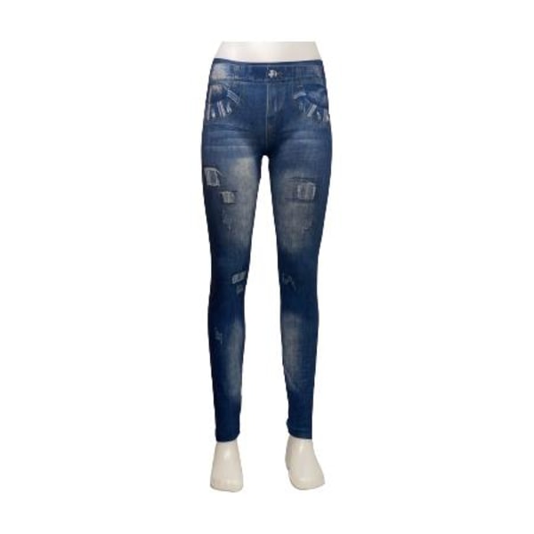Mønstrede Jeans Leggings med blå trykk blue one size