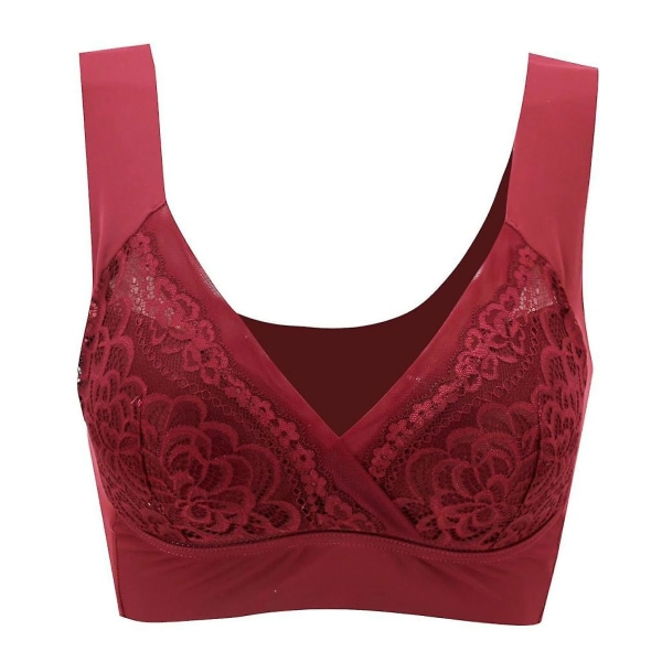 Naisten Bralette Push-up Bralette -rintaliivit Saumattomat Vestee-pitsiset alusvaatteet, punainen Red S