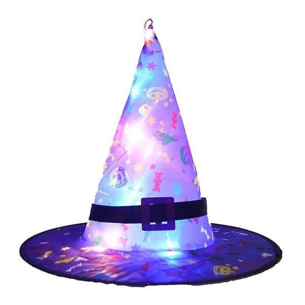 Halloween Led Light Up Witch Hat Glødende Witches Caps Rekvisitter Hengende Dekor Hat ,Heksehatter Halloween FARGE: lilla