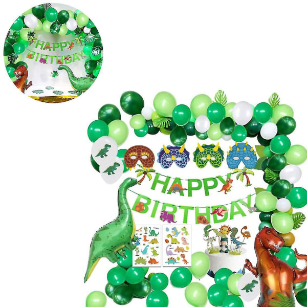 Dinosaur födelsedag dekoration Set, Grattis på födelsedagen krans och ballonger