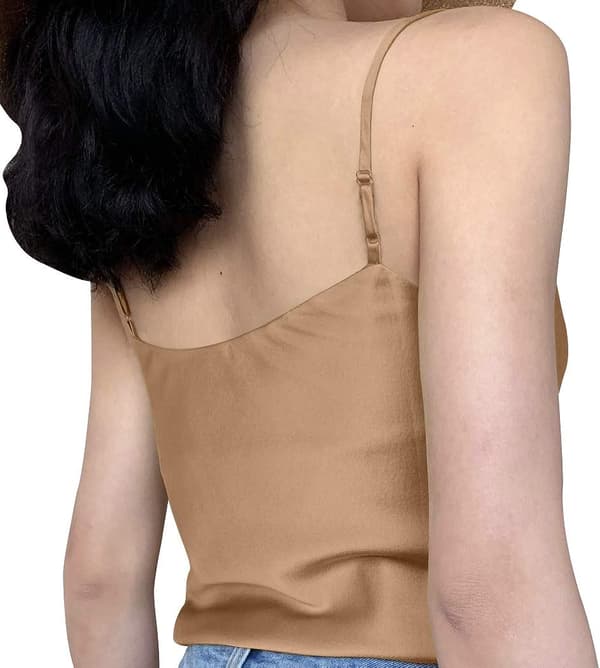 Basic dame tanktop dame V-hals camisole Silkslen løs ærmeløs
