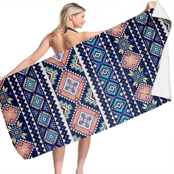 Strandhandduk - 70 × 150 cm Mikrofiberpool Strandfilt Resesemester Strandpresent för flickor, kvinnor - （10#）