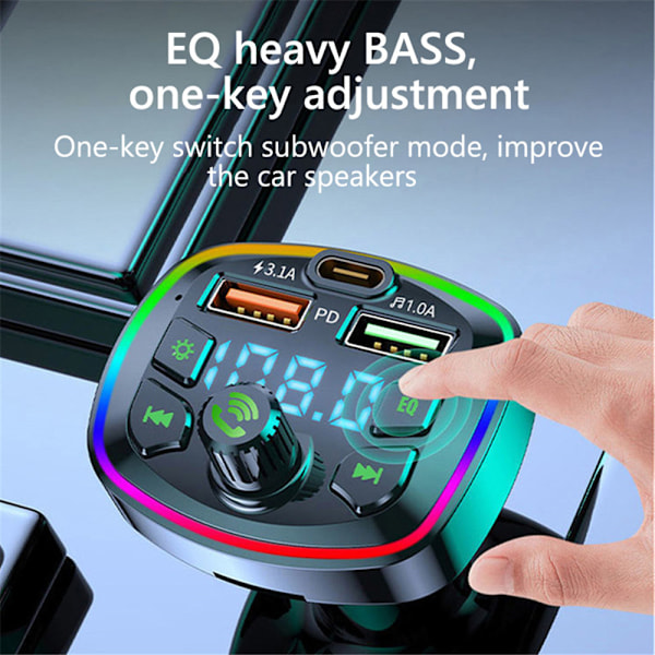 Bluetooth 5.0 FM-lähetin MP3-soitin PD18W -adapteri autoon