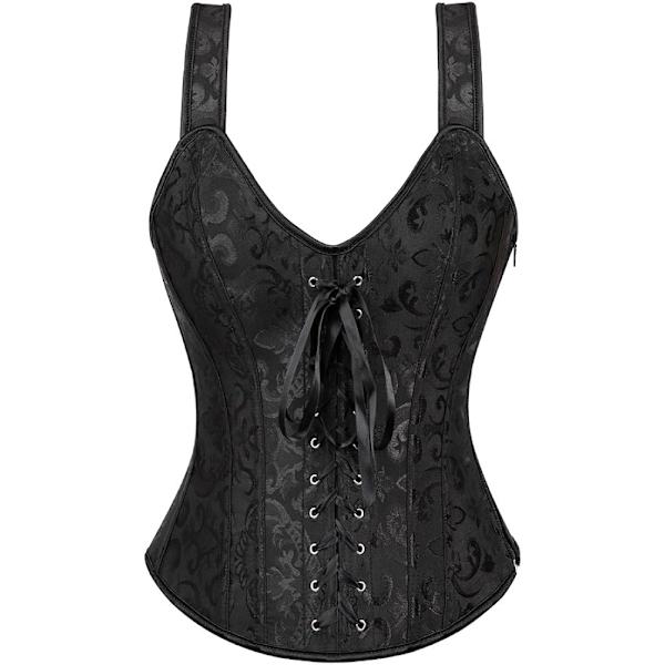 Naisten korsetit Overbust Bustier Top Gothic Sexy Shoulder Black6806 Black6806 L
