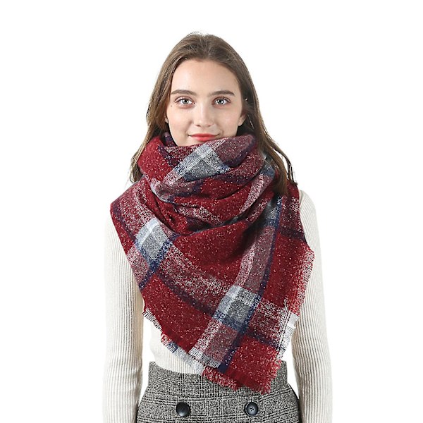 140*140 cm Kvinner Cashmere Stripe Stort firkantet skjerf Sjal Tykt Hold Varm Skjerf