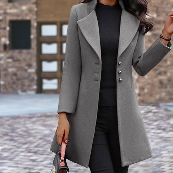 Pea Coats For Dame Button Down Suit Yttertøy Med Hakk Blazer For Formelt Arbeid Gul Yellow L