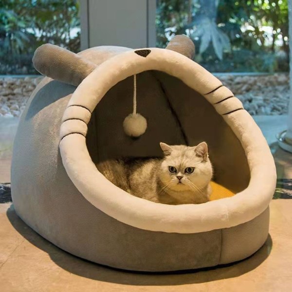 Mjuk varm kattsäng Löstagbar söt design med en hängande hårbollssäng för husdjur med anti-halk botten B B S