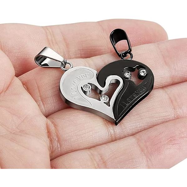 2kpl Love Heart Couple kaulakoru palapeli ruostumattomasta teräksestä valmistettu kaulakoru miehille ja naisille riipus kaulakoru väri