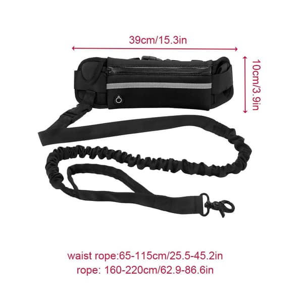 Reflekterande husdjurskoppel Elastisk hand Jogging hund dragrep löper midja Pack 01-red
