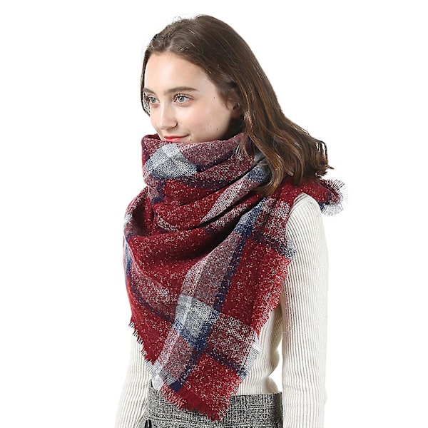 140*140 cm Kvinner Cashmere Stripe Stort firkantet skjerf Sjal Tykt Hold Varm Skjerf