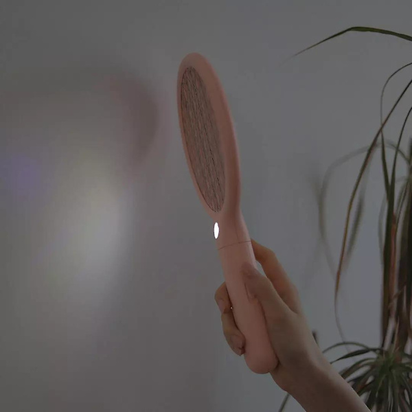 Elektrisk fluesmækkerketsjer, Mini 2 i 1 Smart Bug Zapper med USB-genopladelig base, Kraftig Myggefældelampe og Fluemorder med 3-lags Sikkerhed M Pink