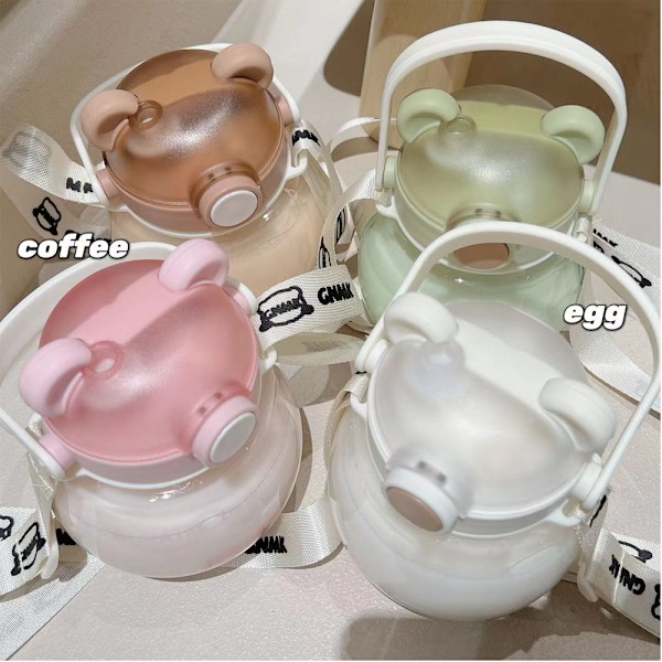 Kawaii Bear Straw Bottle, Kawaii Bear vesipullo tytöille green