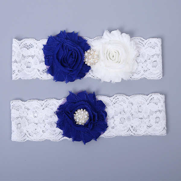 Bröllop Brud Strumpeband Spets Blommor Strumpeband Set Blom Stretch Strumpeband Brud Ben Tillbehör för kvinnor och flickor