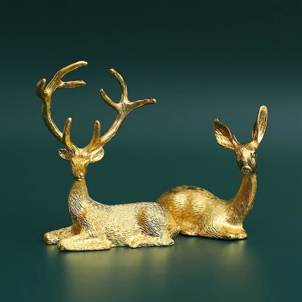 2 stk Noble Pair Deer Statue Home Decor Samleobjekter Animal Moose