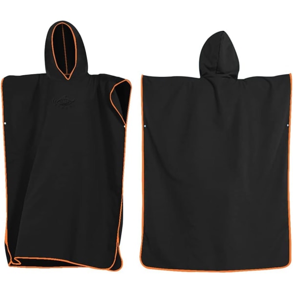 Hoitokaappi Huppu Poncho pyyhe Pikakuivaus Kevyt hoitopyyhe Erikoispitkä mikrokuitua Surf Poncho Universal (musta)